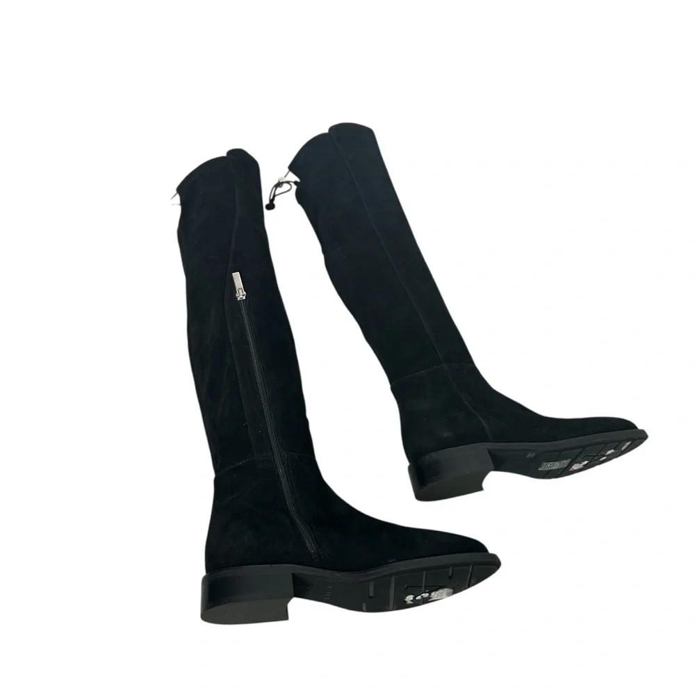 Aquatalia Norina OTK Waterproof Boot Black Stretch Suede Drawcord Women’s 5.5